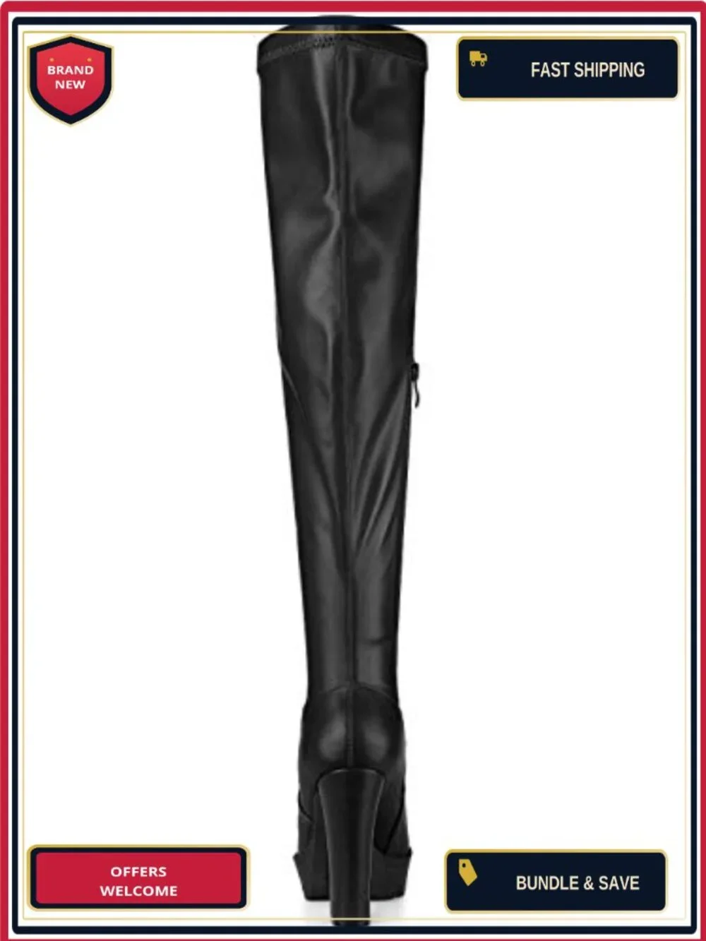 Faux Leather Over Knee High Chunky Heel Platform Boots Women Zip